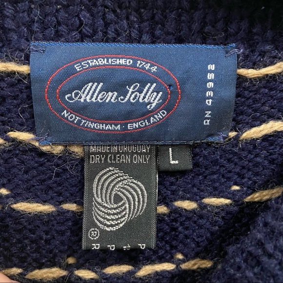 Allen Solly Vintage Wool Ornament Navy Sweater - Picture 9 of 11